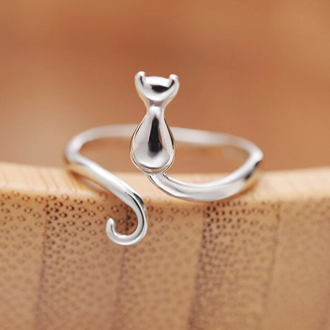925 Silver Cat Ring - Adjustable Size