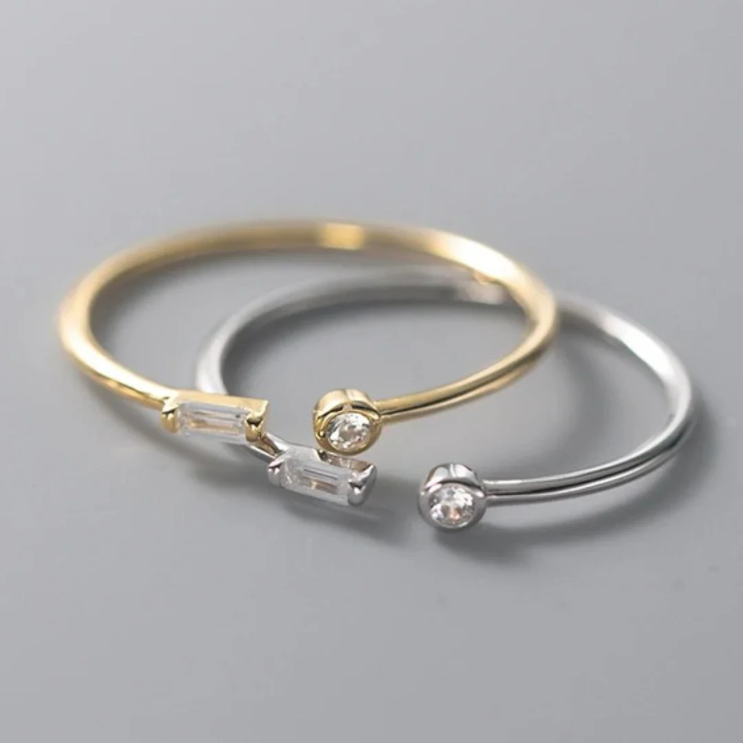 Adjustable 925 Silver Ring with 2 Beautiful Zirconia - Image 3
