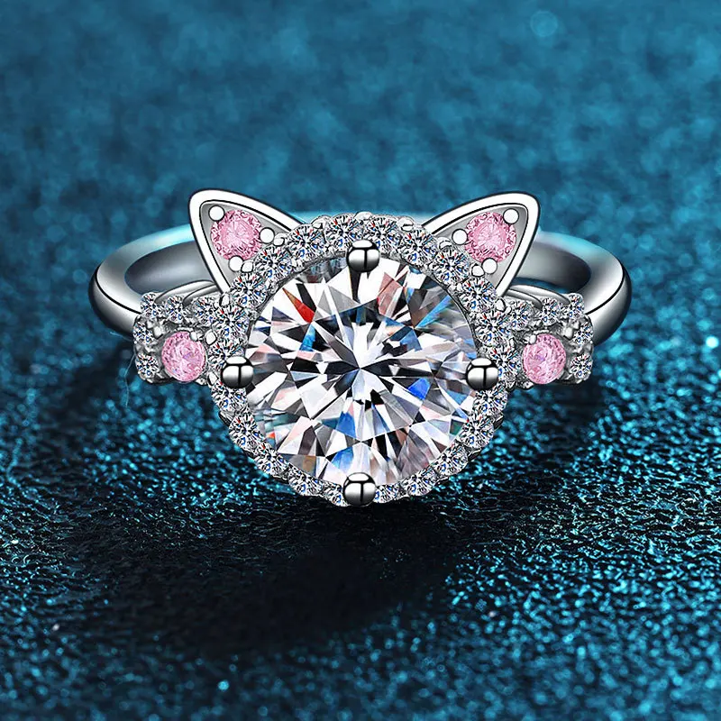 Adjustable Cat Ears Ring with Zirconia - Image 2