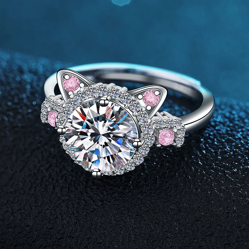 Adjustable Cat Ears Ring with Zirconia - Image 3