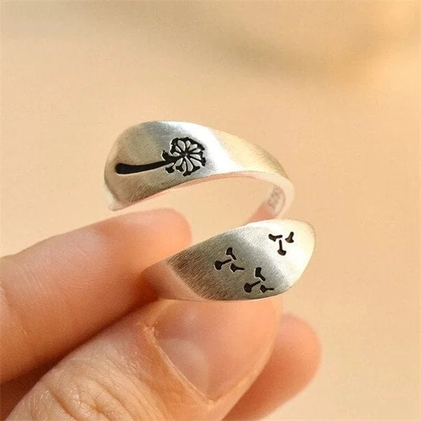 Adjustable Hand Carved Dandelion Ring - Image 2