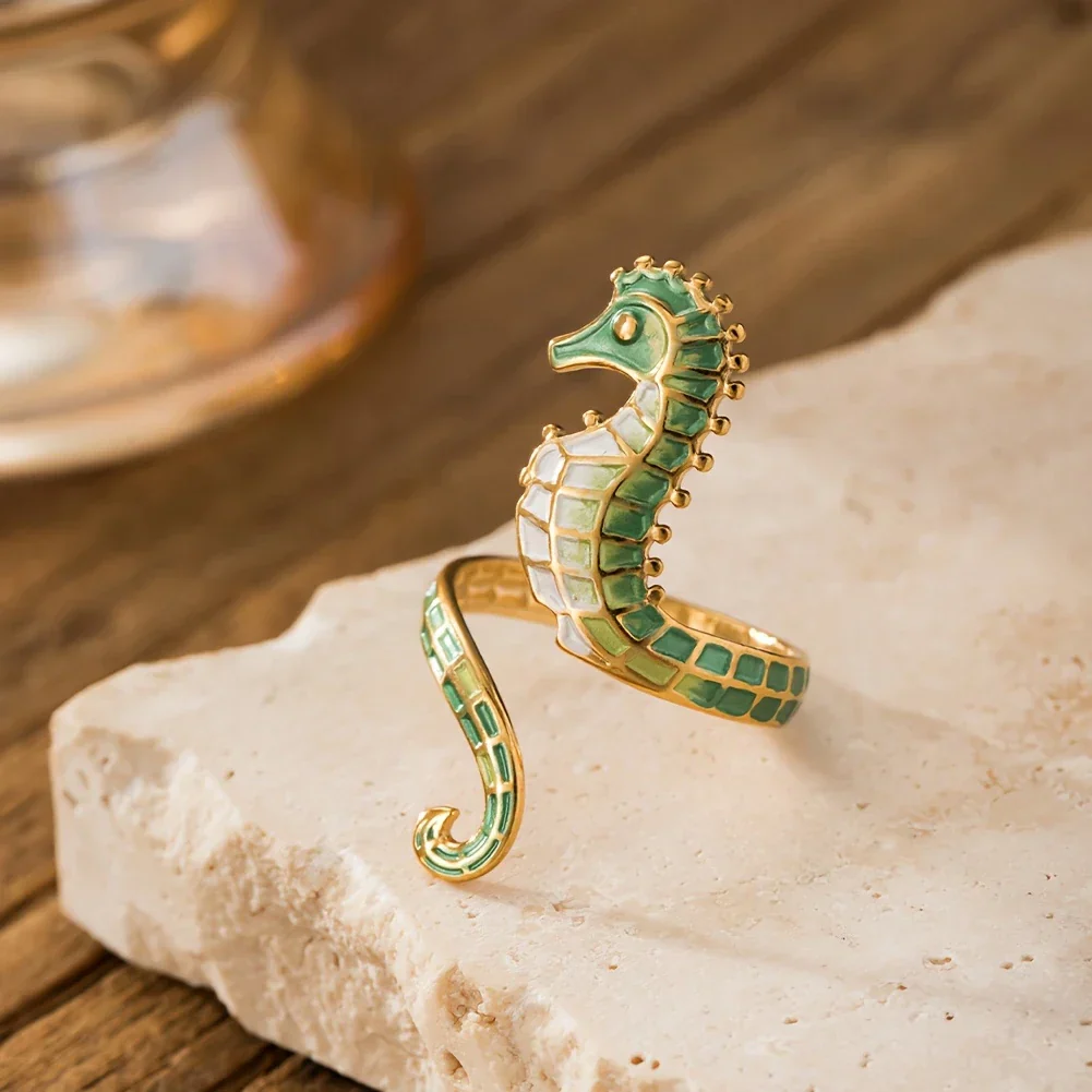 Adjustable Seahorse Bohemian Style Ring - Image 2