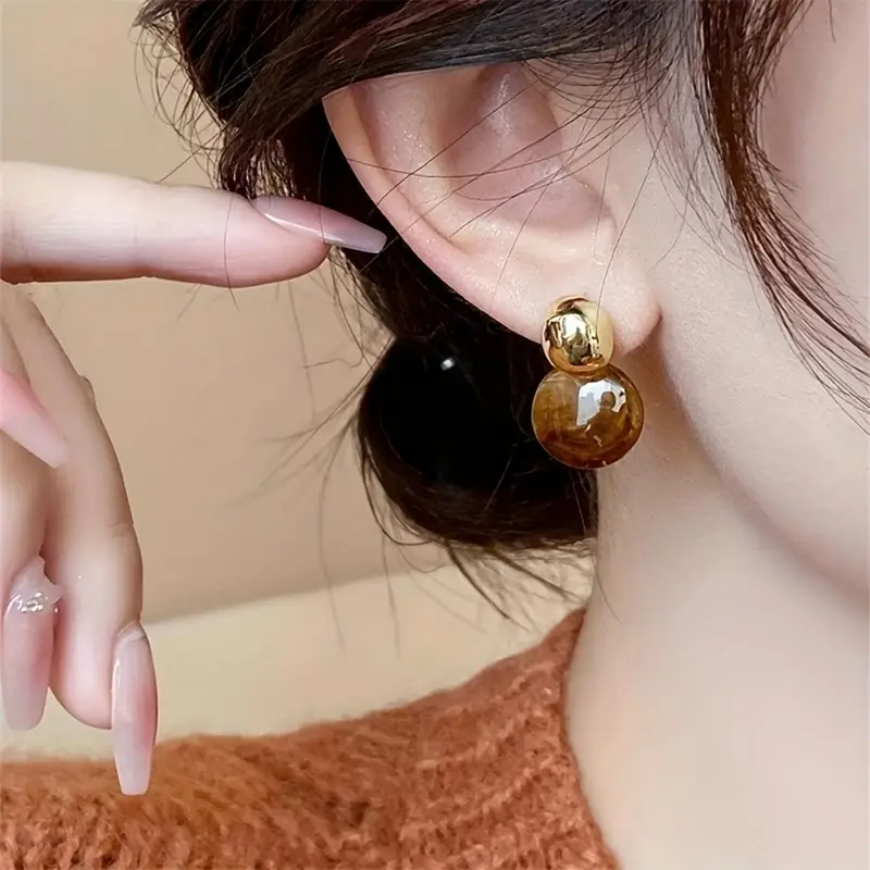 AurÃ©lie Amber Drop Earrings | Gold - Image 4