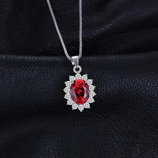 Classic Ruby Halo Necklace | White Gold - Image 3