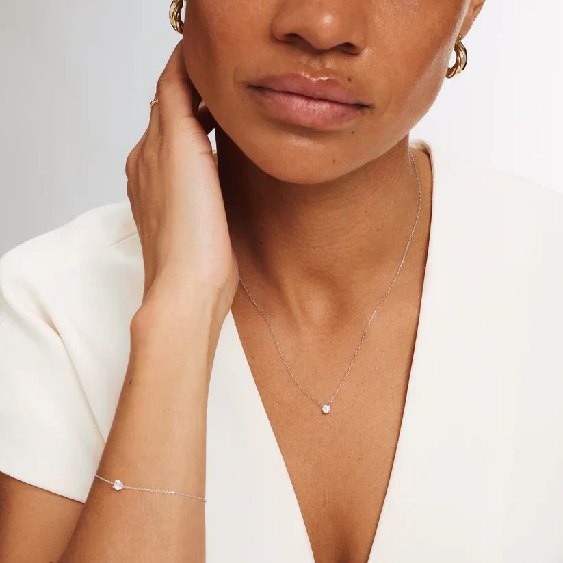 Clea Stone Necklace | White Gold - Image 3