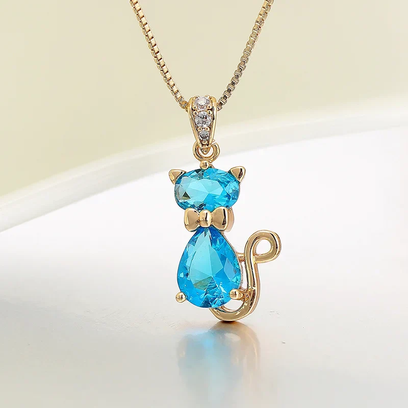 Crystal Cat Pendant Necklace - Image 2