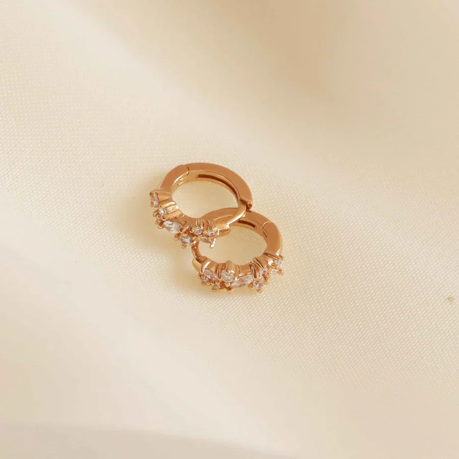 Crystal Cluster Huggies | White Gold - Image 2