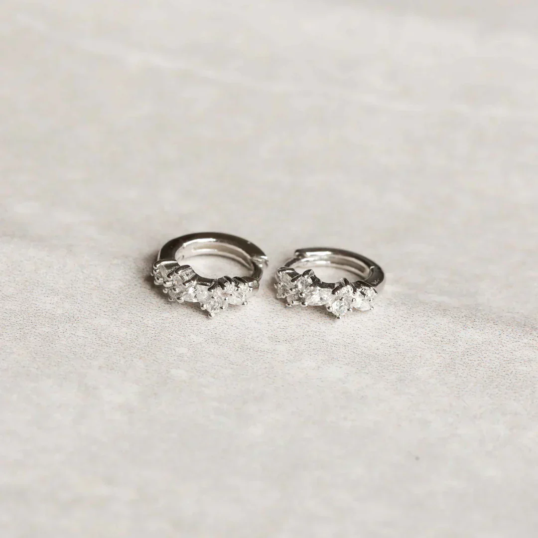 Crystal Cluster Huggies | White Gold - Image 5
