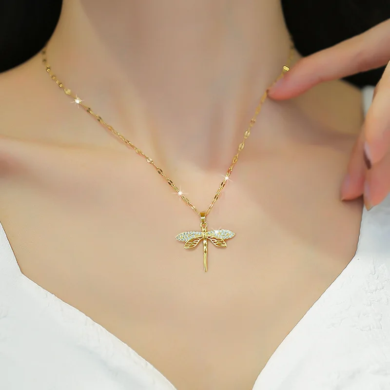 Crystal Dragonfly Necklace – Symbol of Transformation & Beauty - Image 2