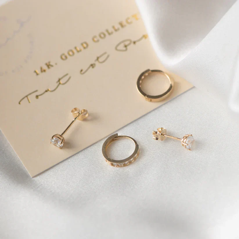 Dara Brillane Stone Earrings Set | Gold - Image 8