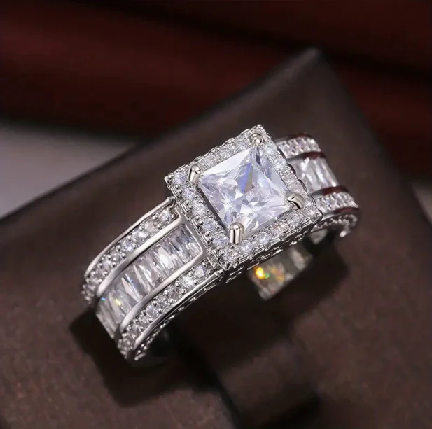 Diamond Halo Zirconia Ring - Image 2