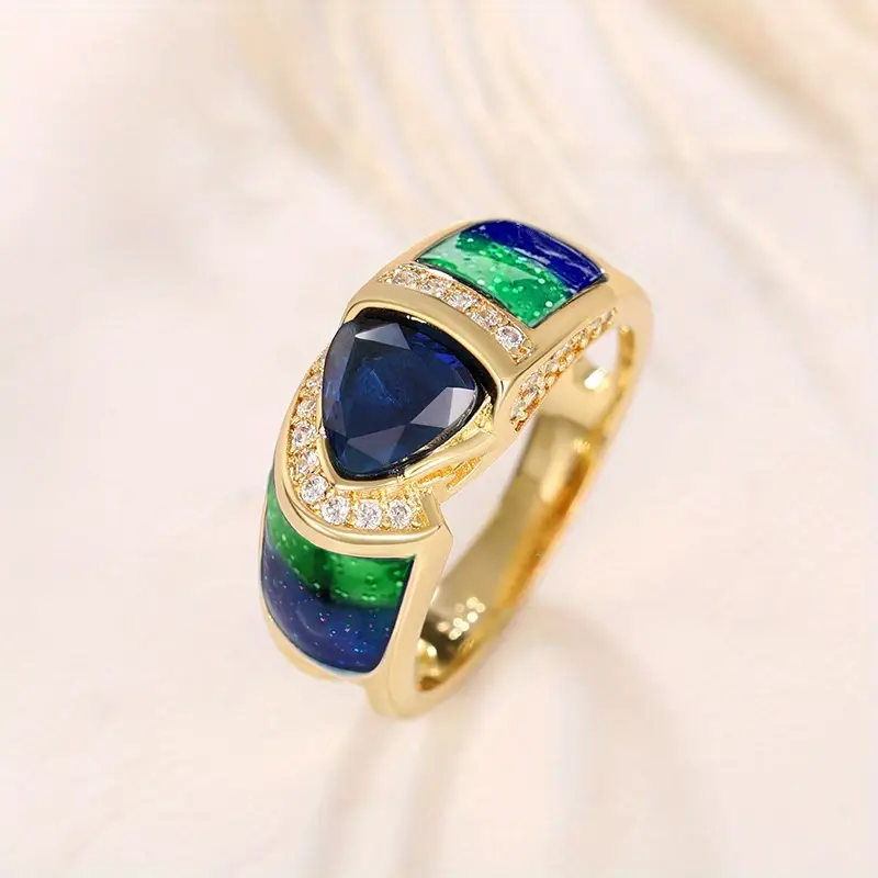 Elegant Triangular Cut Bohemian Style Ring