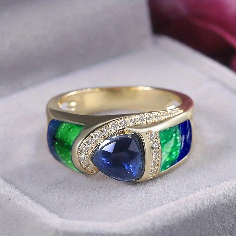Elegant Triangular Cut Bohemian Style Ring - Image 2