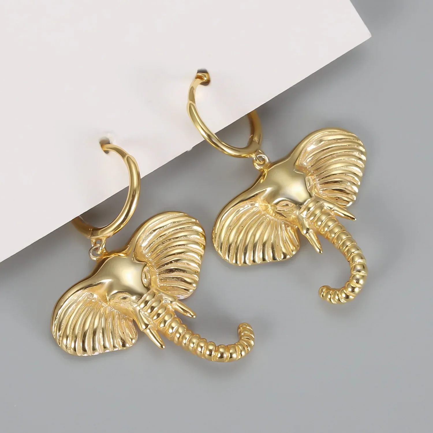 Elephant Charm Hoop Earrings - Image 3