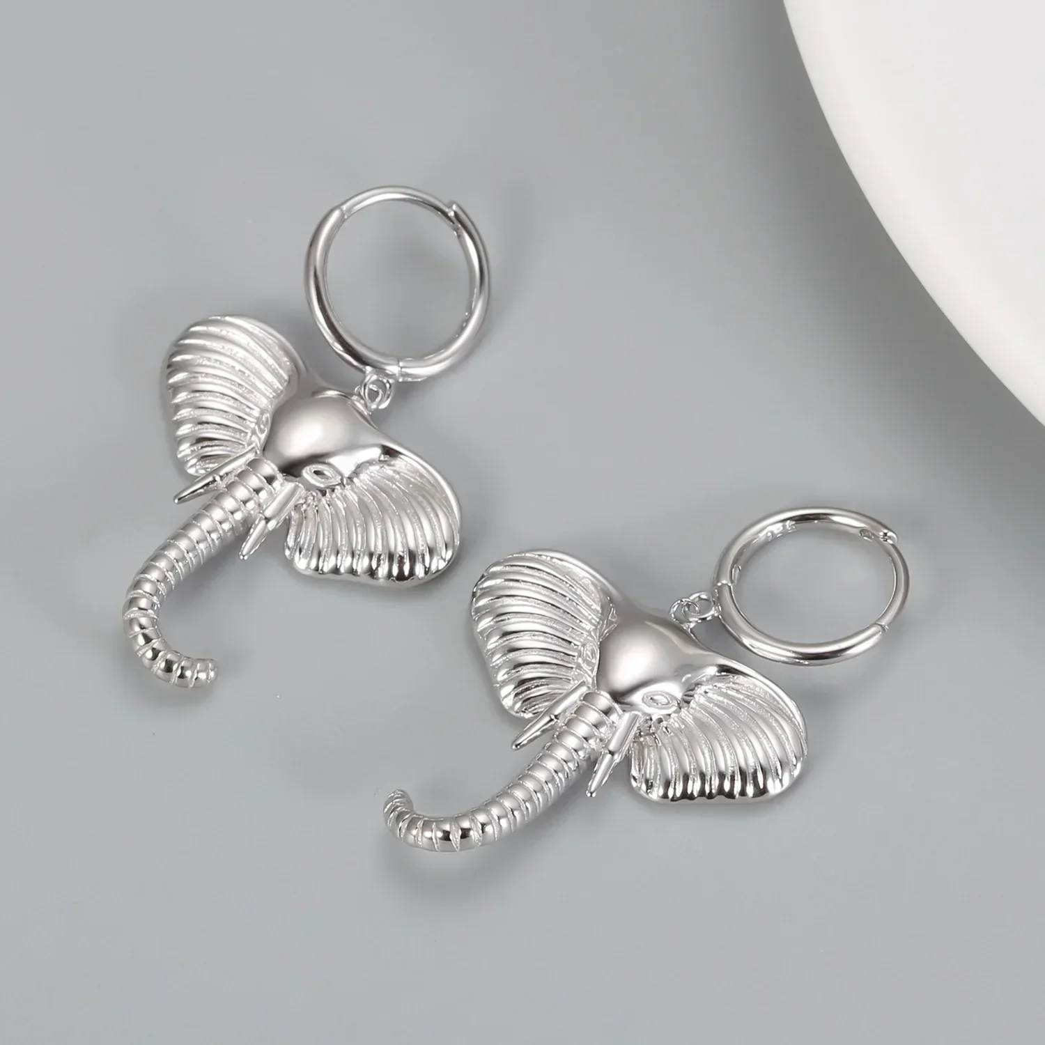 Elephant Charm Hoop Earrings - Image 4