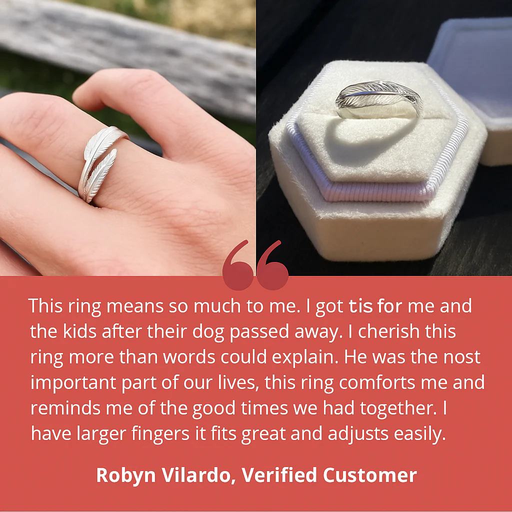 Feather From An Angel - Adjustable Memorial Ring - Image 6