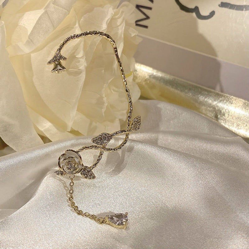 Floral Zirconia Hoop Earrings - Image 2