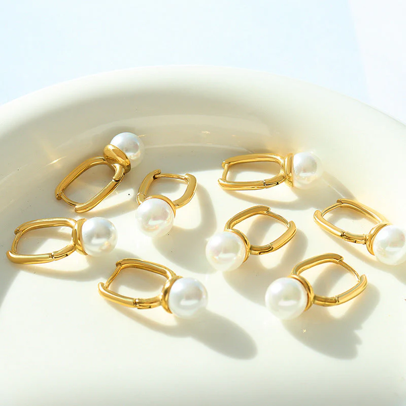 Geometric Pearl Veers Earrings - Image 5