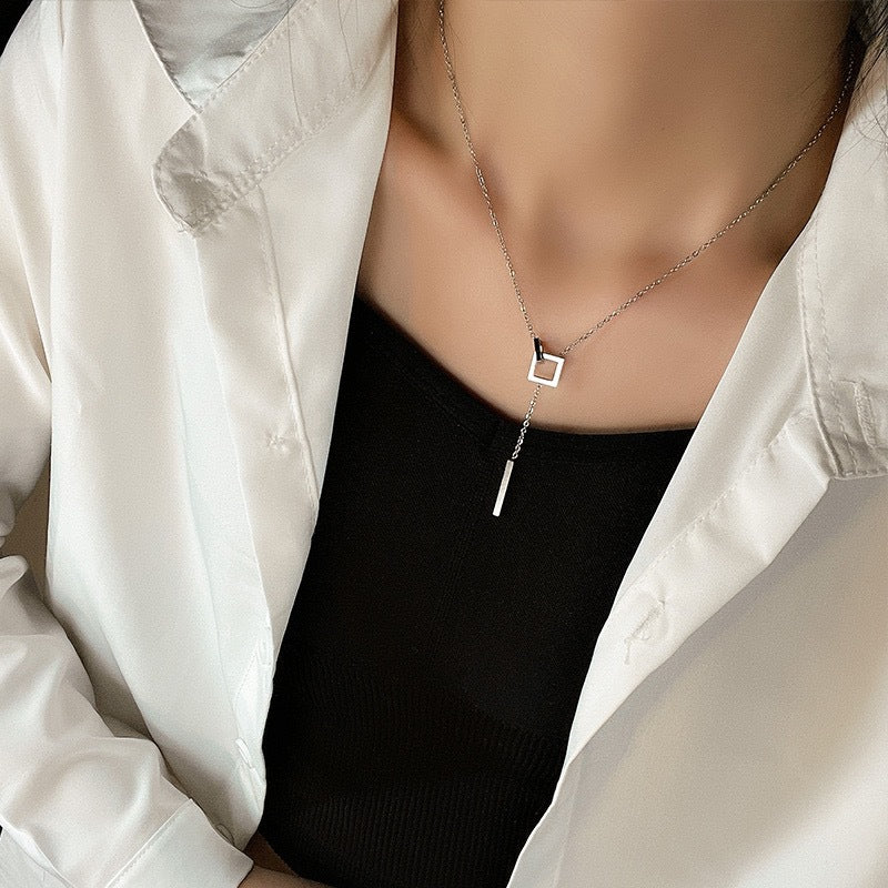 Geometric Silver Necklace - Image 5