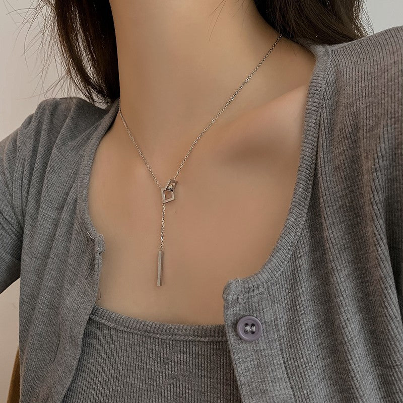 Geometric Silver Necklace - Image 6