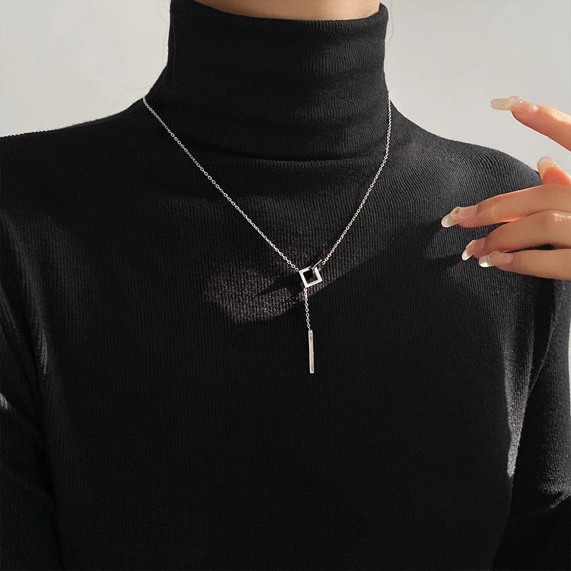 Geometric Silver Necklace - Image 7
