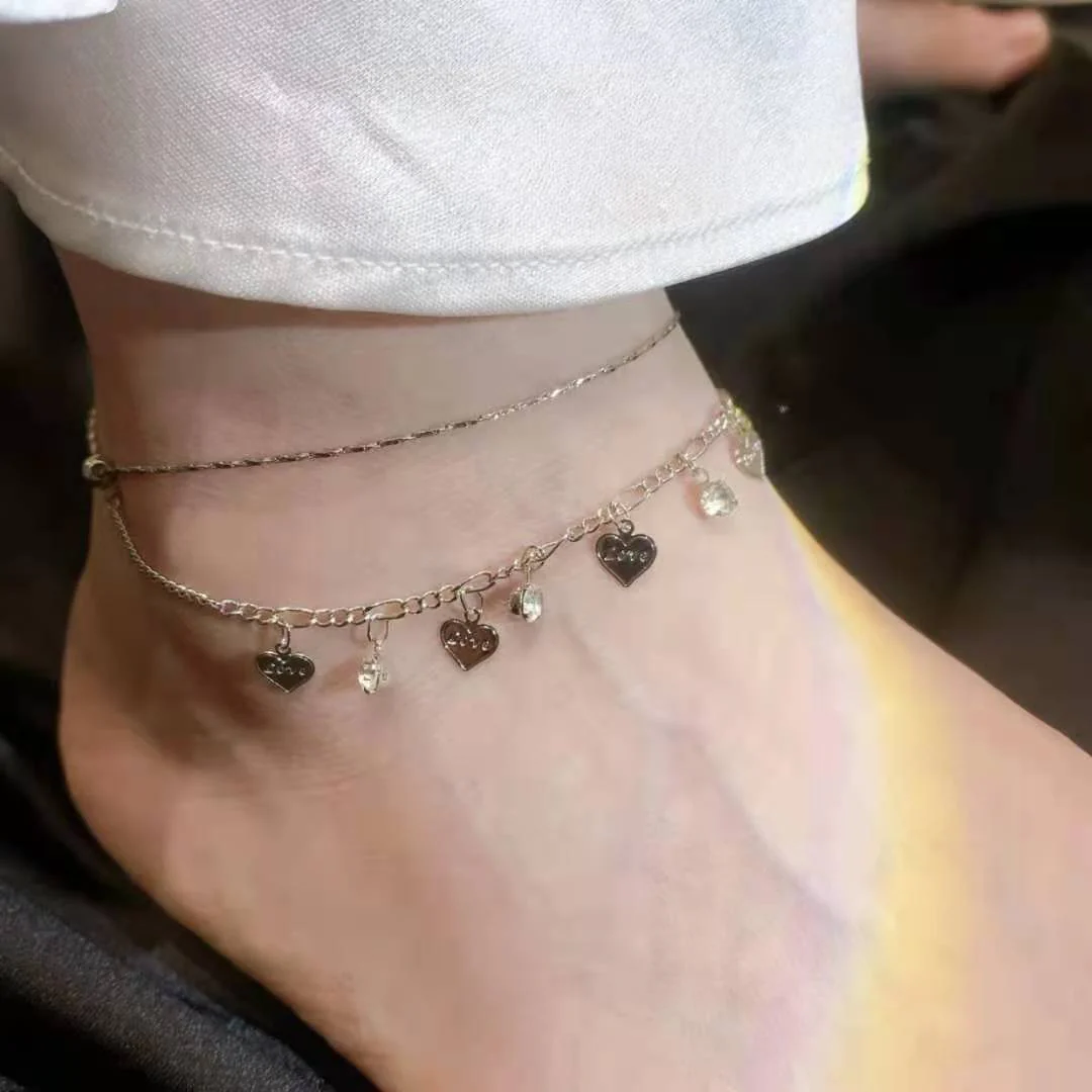 Gold Heart Chain Anklet - Image 2