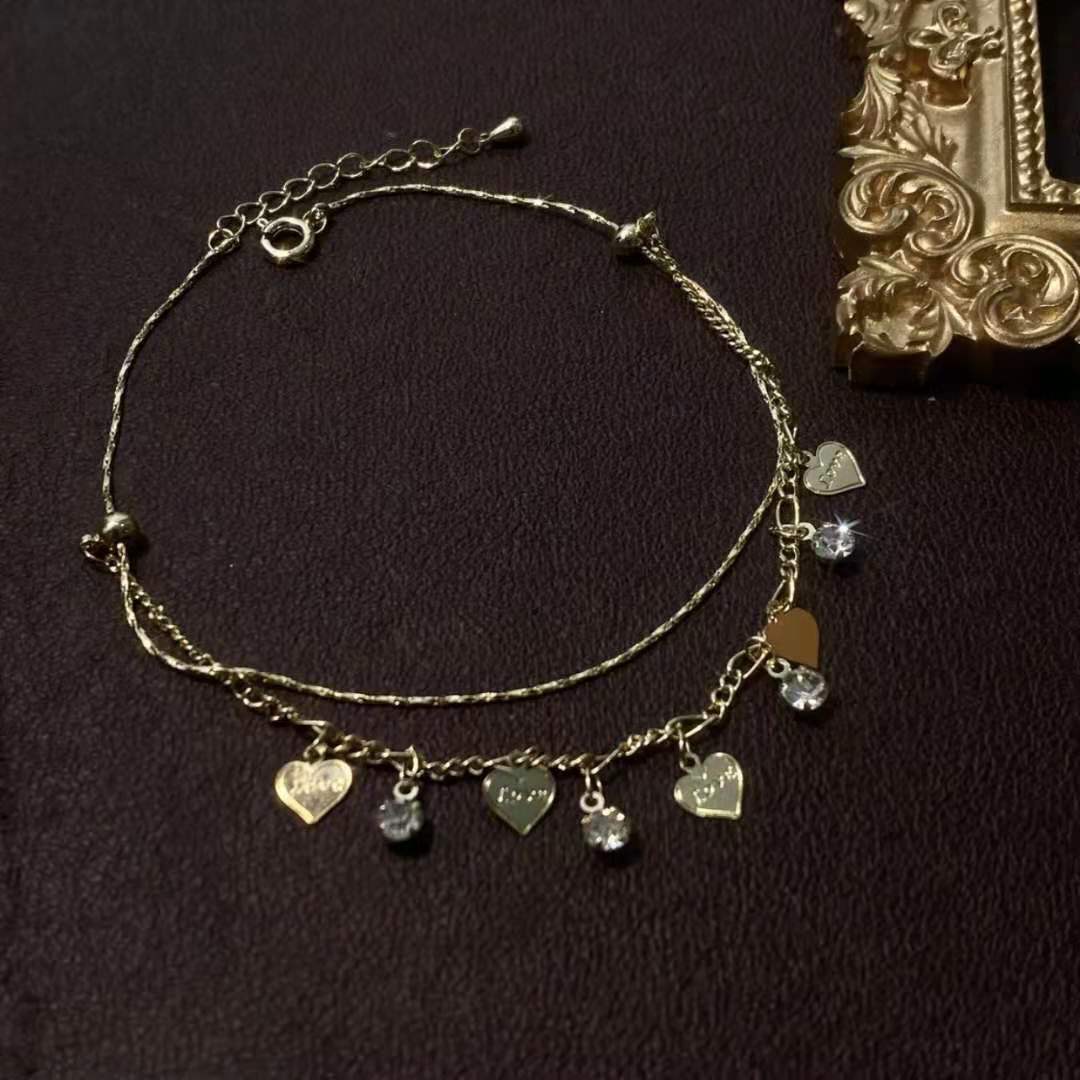 Gold Heart Chain Anklet - Image 3