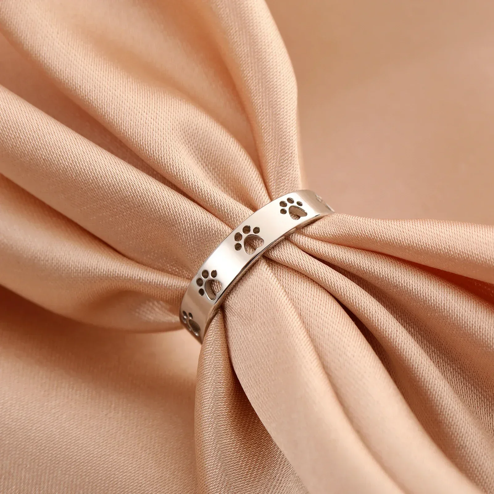 Gold-Tone Paw Print Ring – Stainless Steel - Image 3