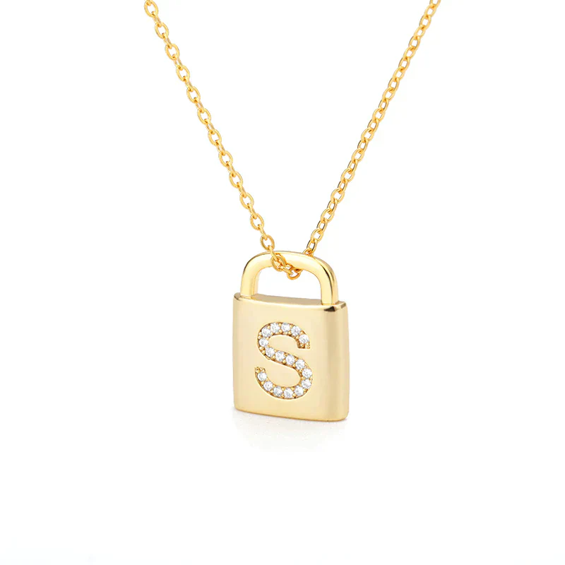 Golden Initial Lock Necklace - Image 15