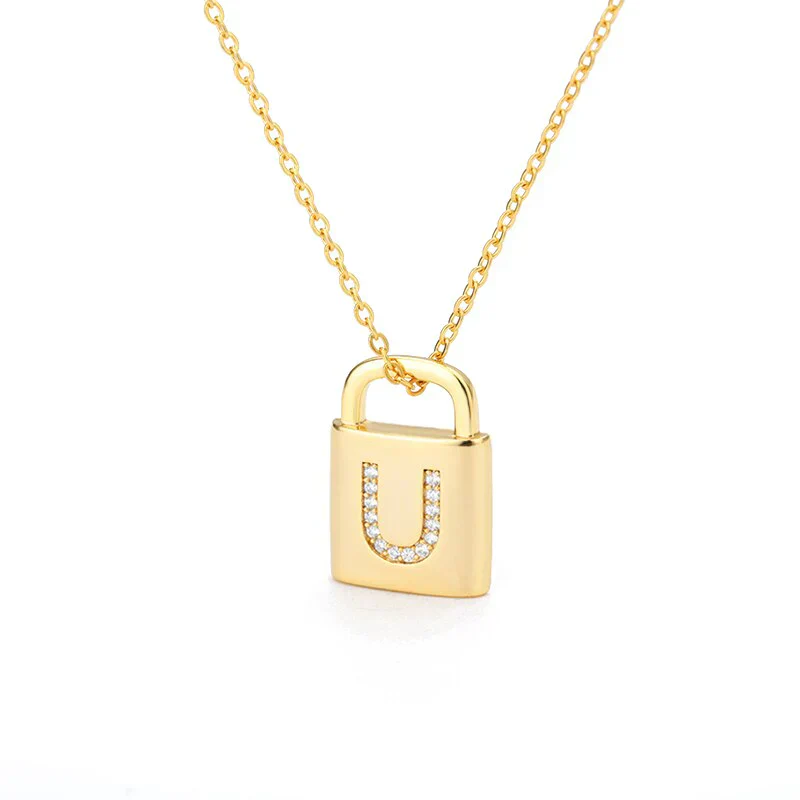 Golden Initial Lock Necklace - Image 17