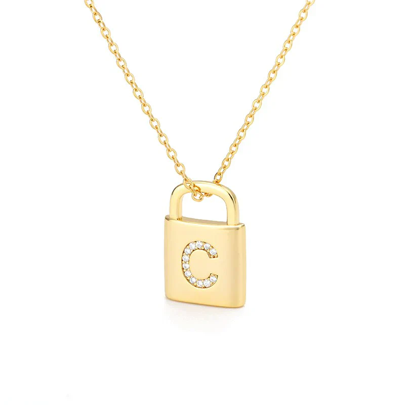 Golden Initial Lock Necklace - Image 26