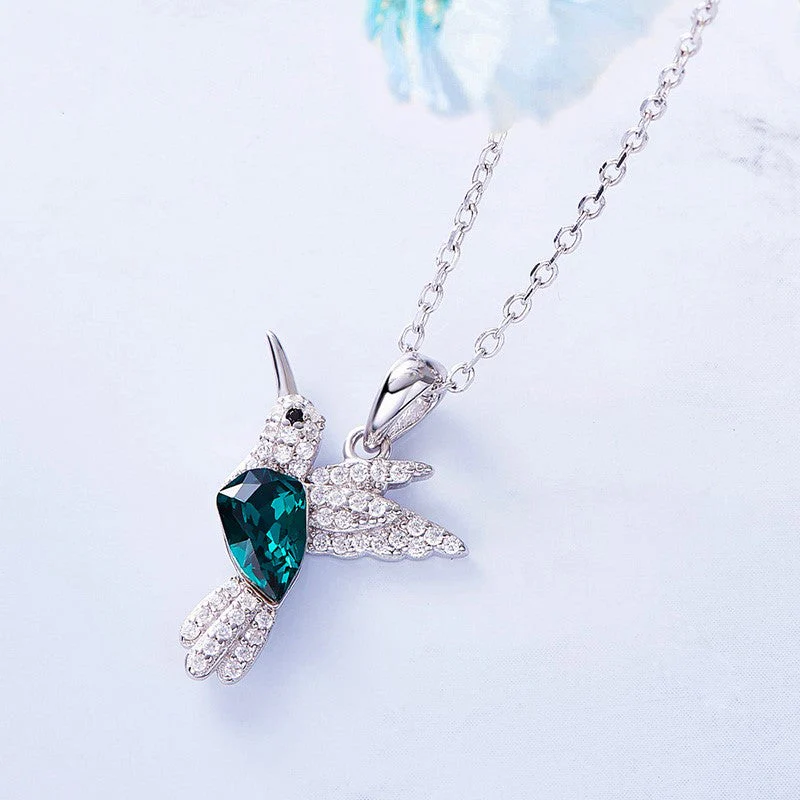 Hummingbird Sparkle Necklace with Zirconia - Image 2