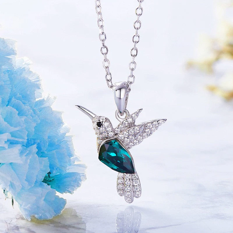 Hummingbird Sparkle Necklace with Zirconia - Image 3