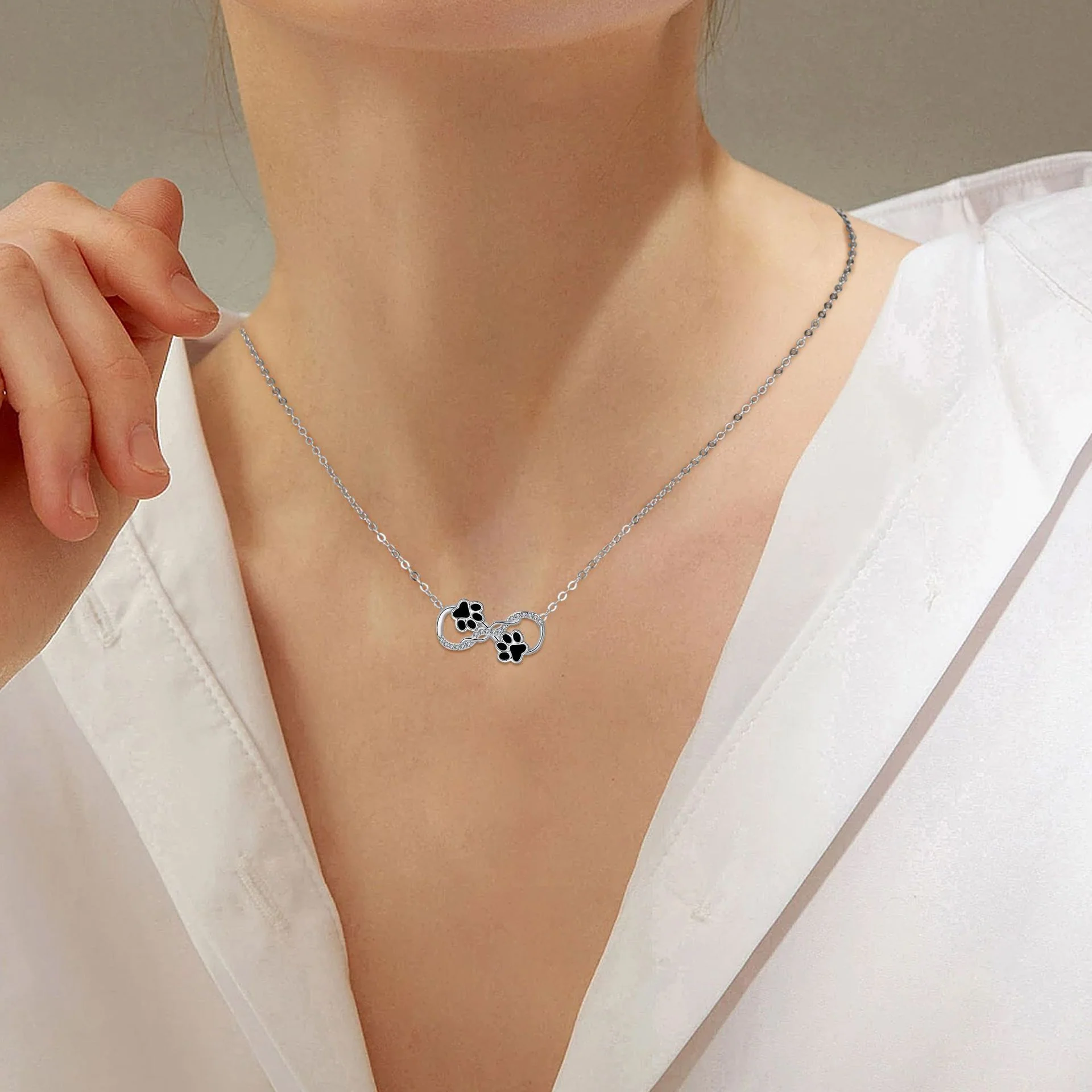 Infinity Symbol Pendant Necklace with Zirconia - Image 4