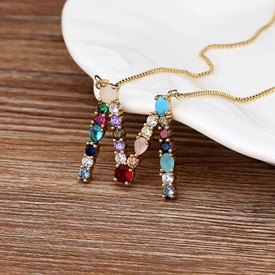 Initial and Gemstone 18K Gold Necklace - Image 13