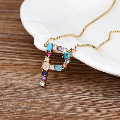Initial and Gemstone 18K Gold Necklace - Image 16