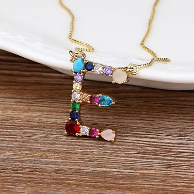 Initial and Gemstone 18K Gold Necklace - Image 5