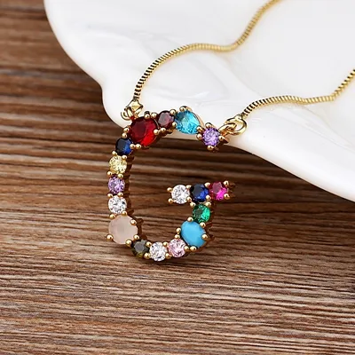Initial and Gemstone 18K Gold Necklace - Image 7