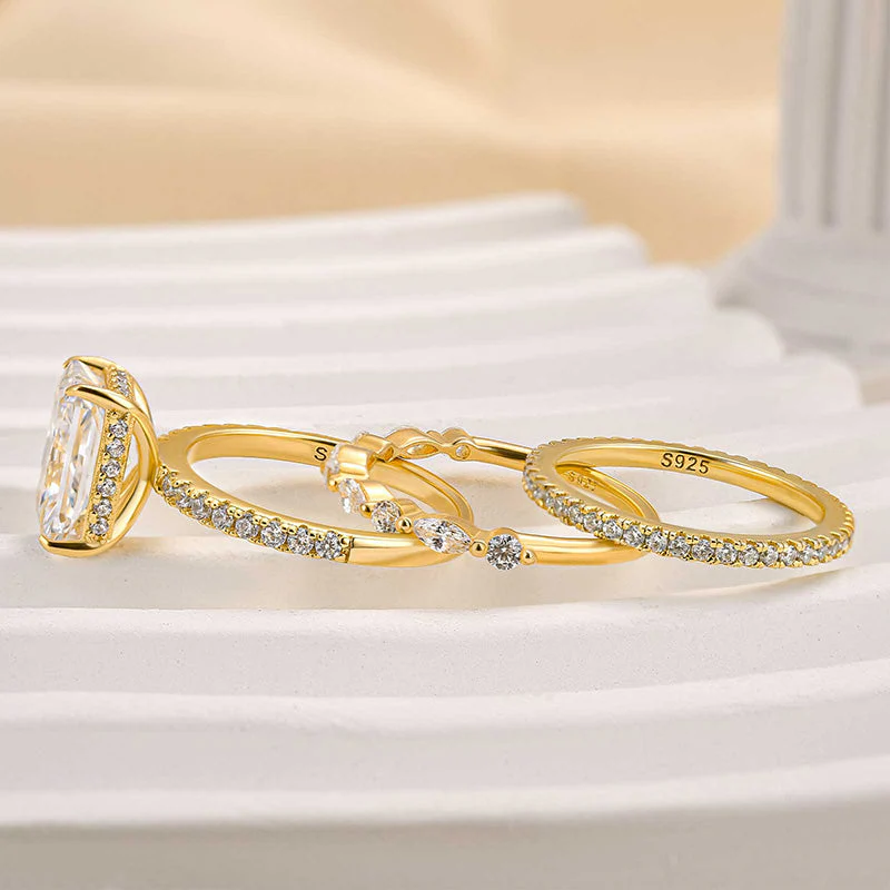 Jaily 3PC Wedding Ring Set | White Gold - Image 6