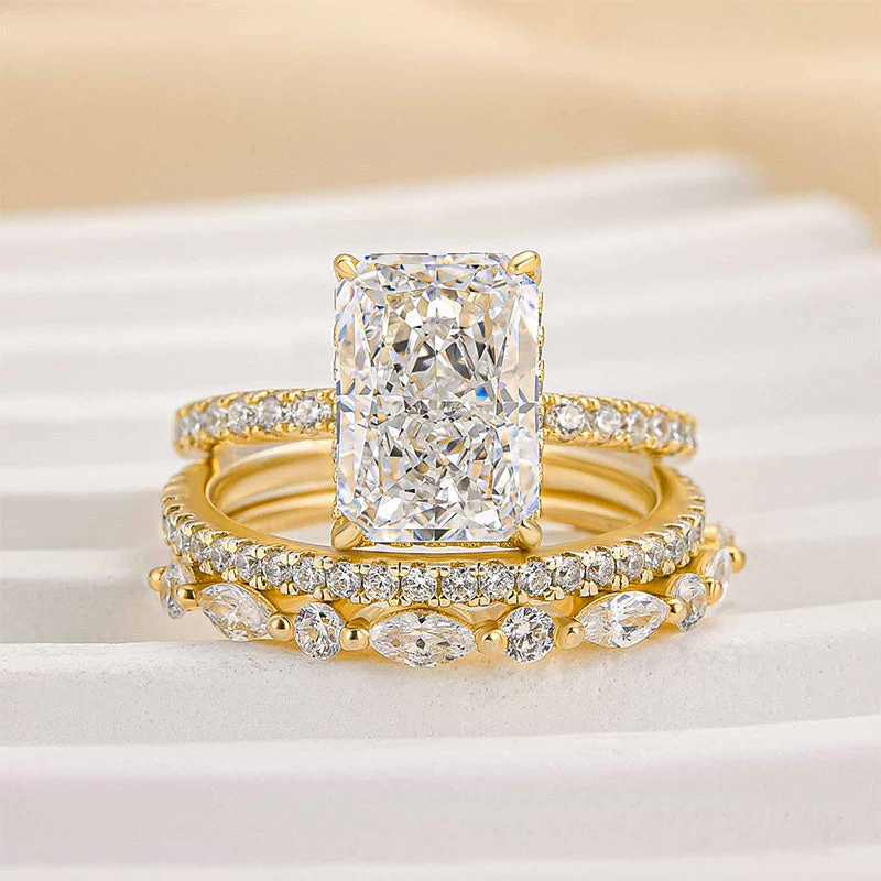 Jaily 3PC Wedding Ring Set | White Gold - Image 7
