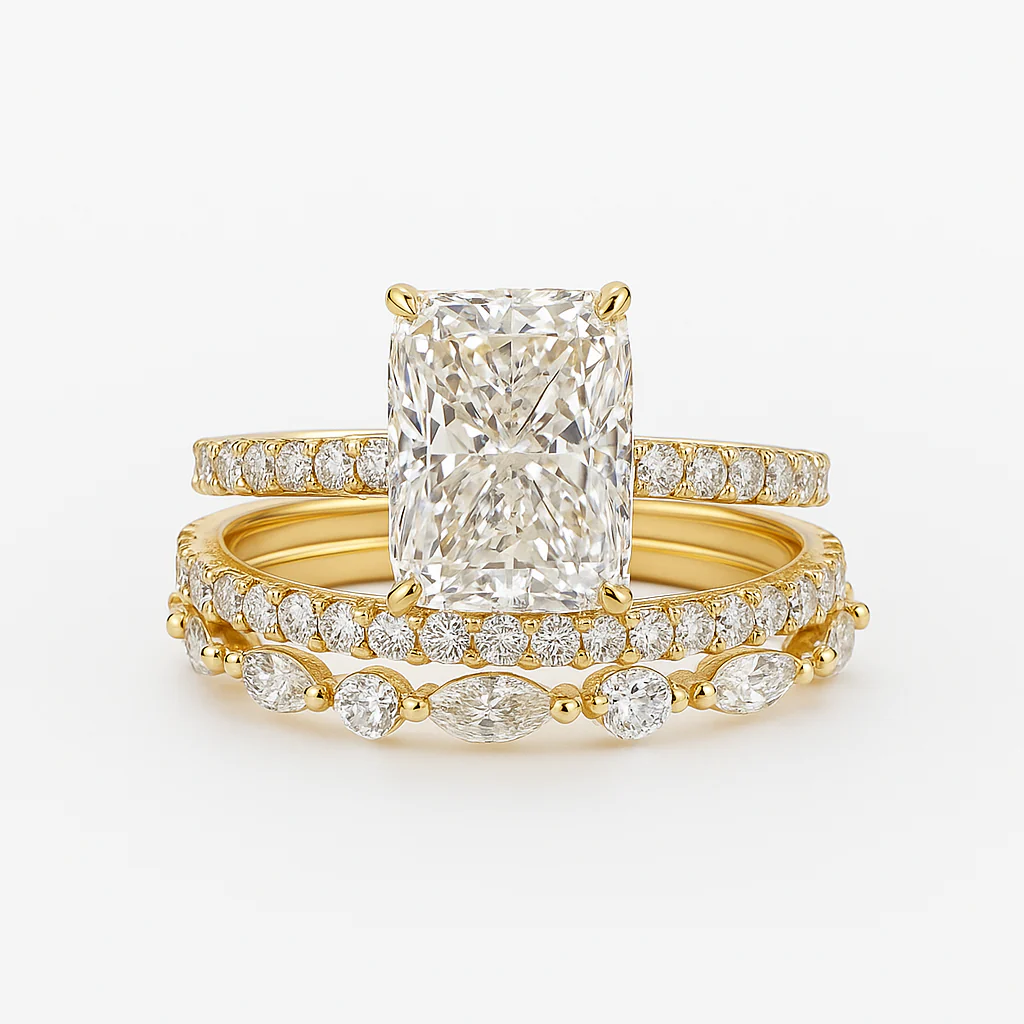 Jaily 3PC Wedding Ring Set | White Gold - Image 8