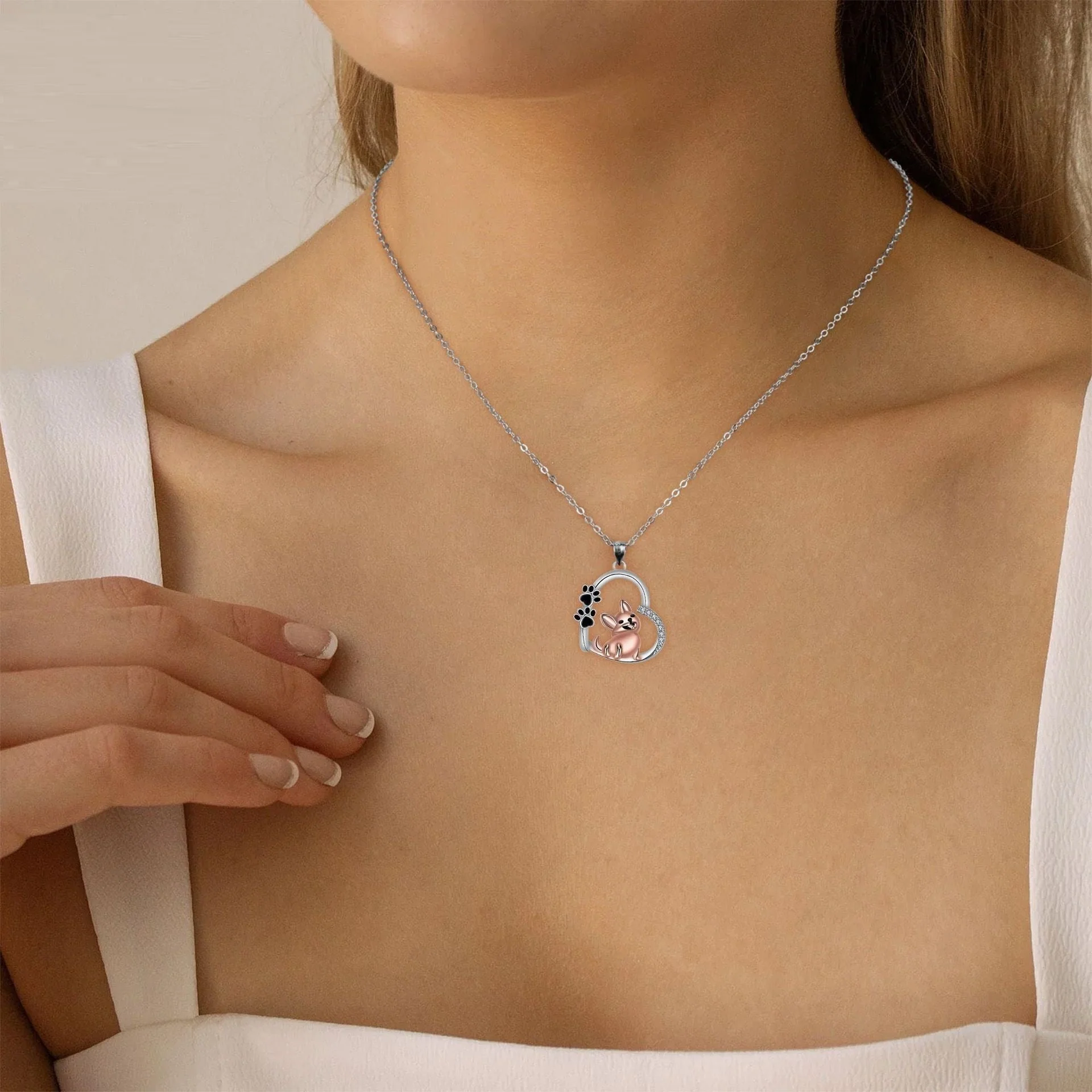 Lovely Heart-shaped Dog Pendant Necklace - Image 4