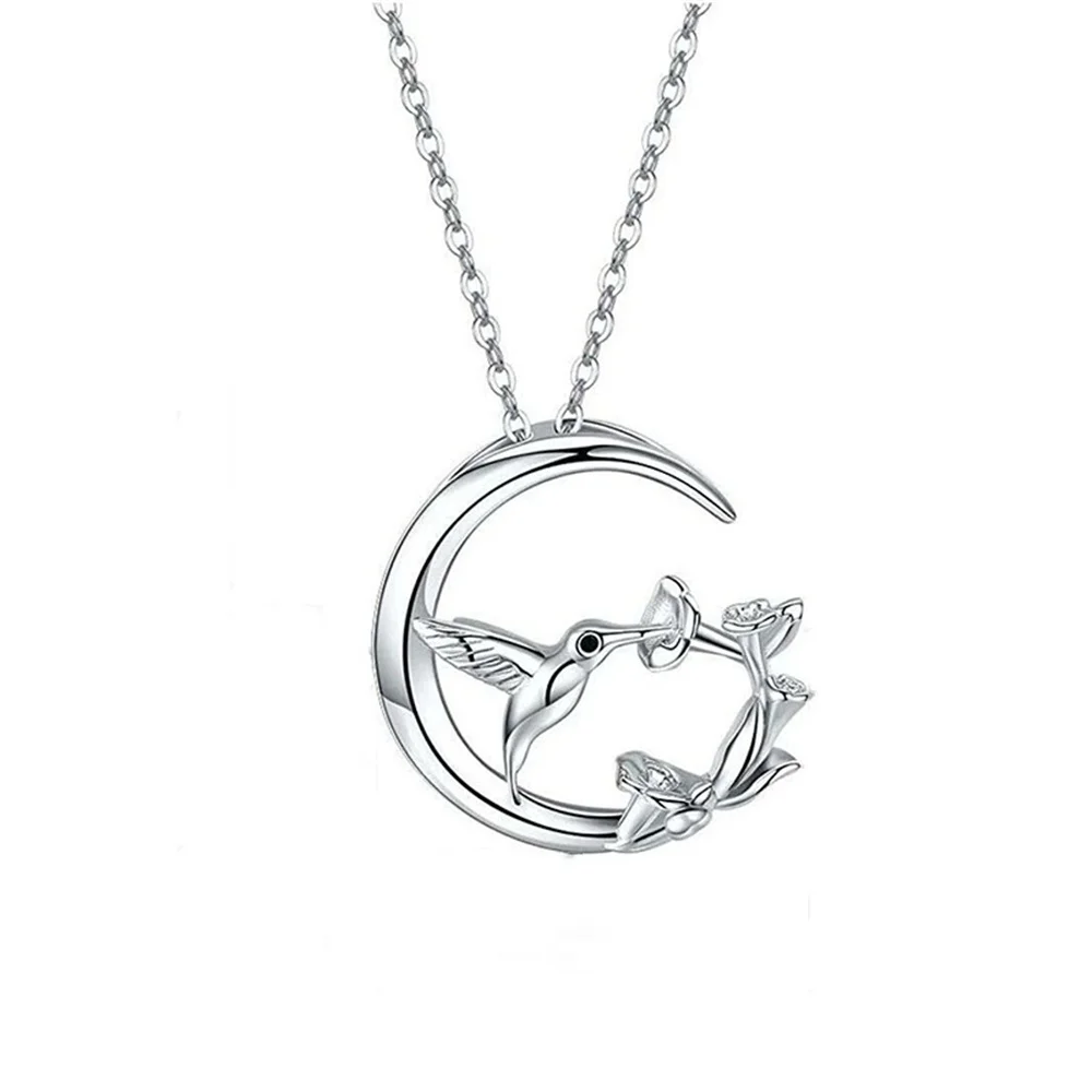 Moon Bird Vintage Silver Pendant Necklace - Image 4