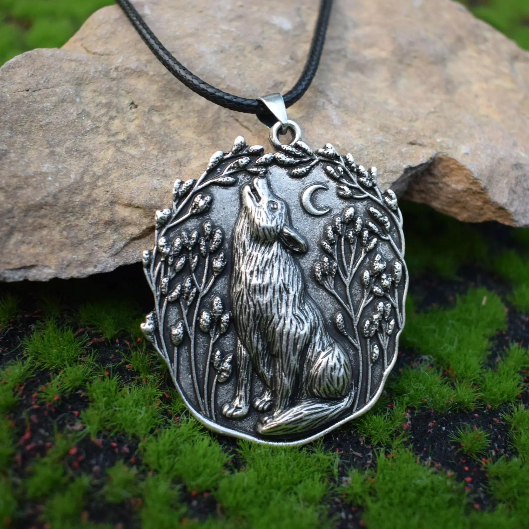 Moon Wolf Pendant Spirit Animal Necklace - Image 3