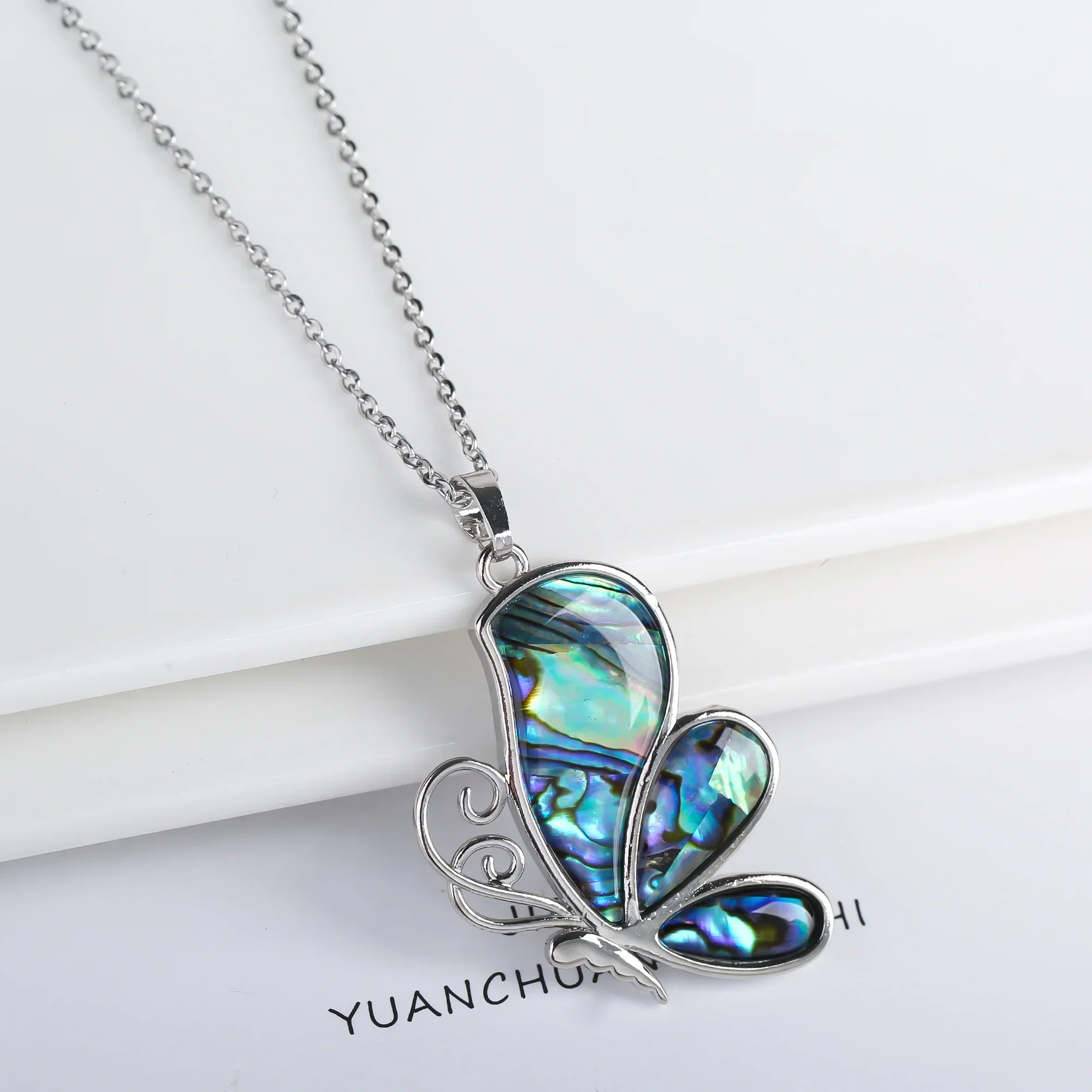 Natural Shell Butterfly Pendant Necklace - Image 8