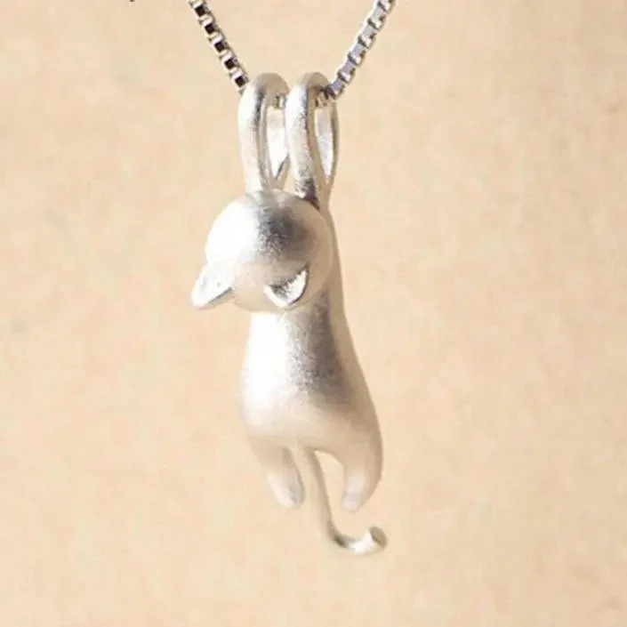 Playful Kitten Sterling Silver 925 Necklace - Image 2