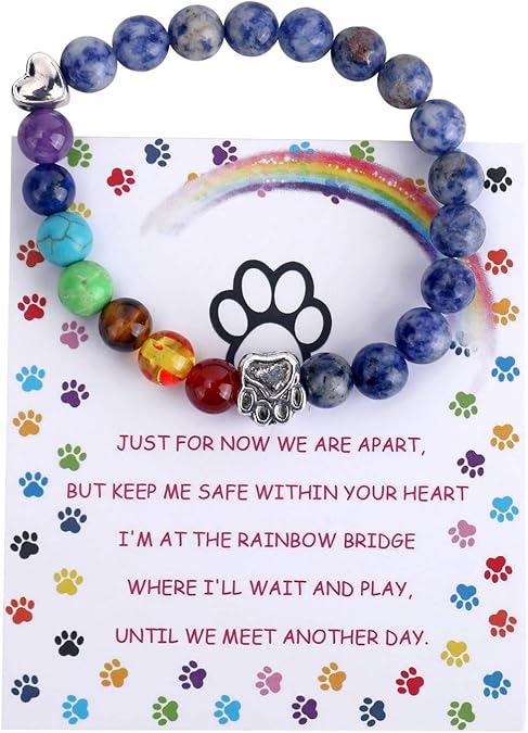 Rainbow Bridge Memorial Bracelet – 7 Chakra Bead Gift for Pet Loss - Image 2