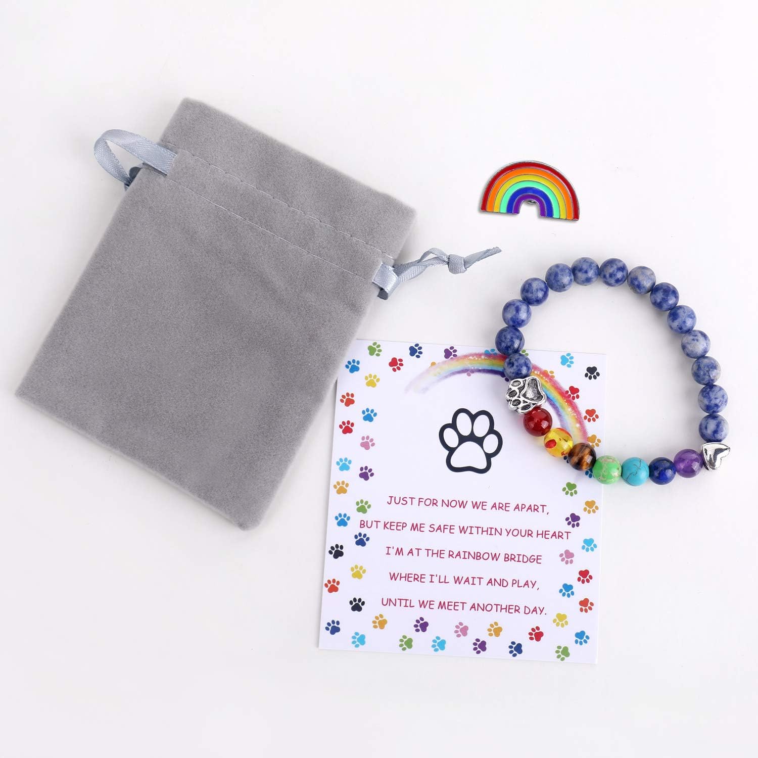 Rainbow Bridge Memorial Bracelet – 7 Chakra Bead Gift for Pet Loss - Image 5