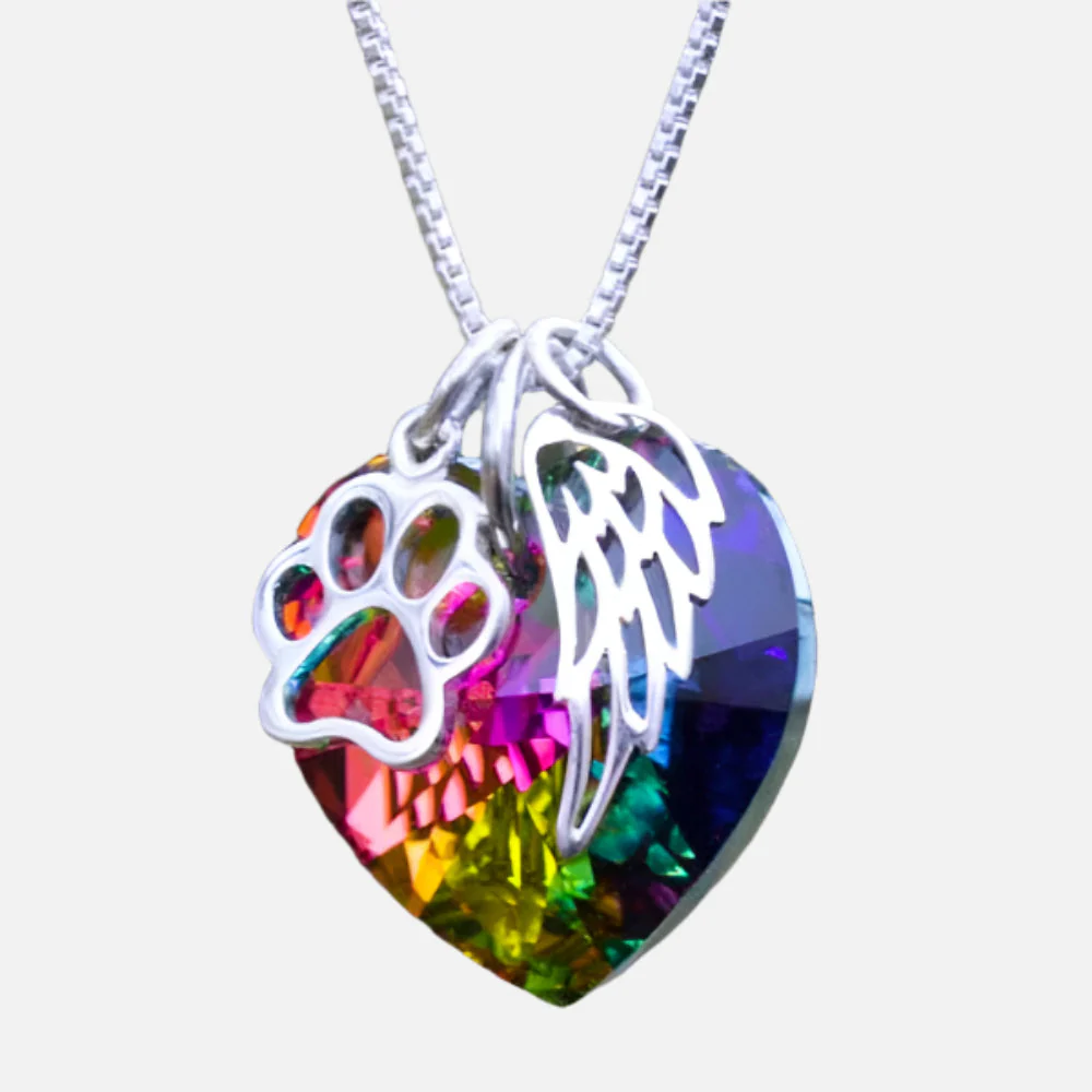 Rainbow Memorial Necklace with Heart Pendant - Image 3