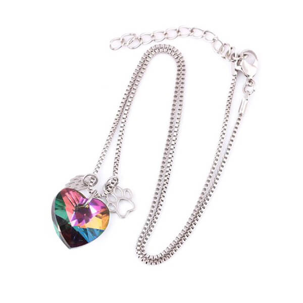 Rainbow Memorial Necklace with Heart Pendant - Image 4